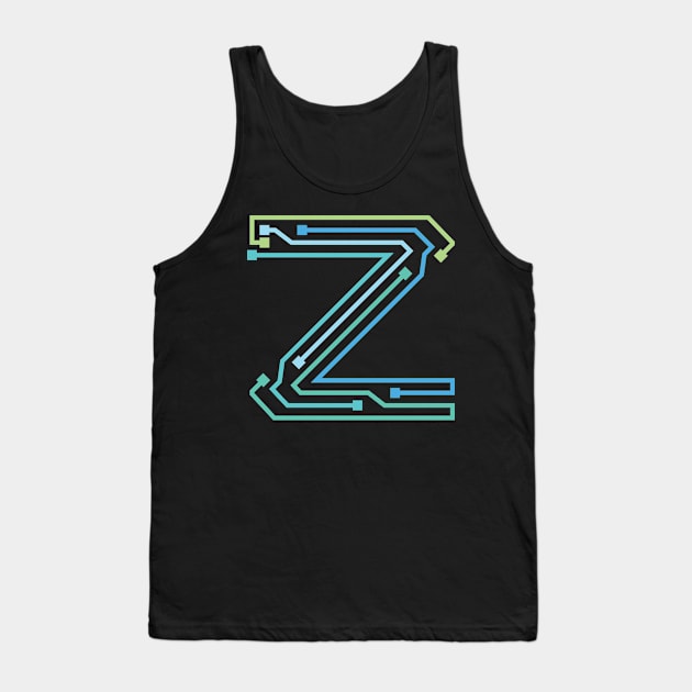 Alphabet Z Circuit Typography Design Tank Top by Circuit Project